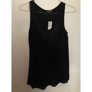 Express Black Sheer Fringe Tank Top